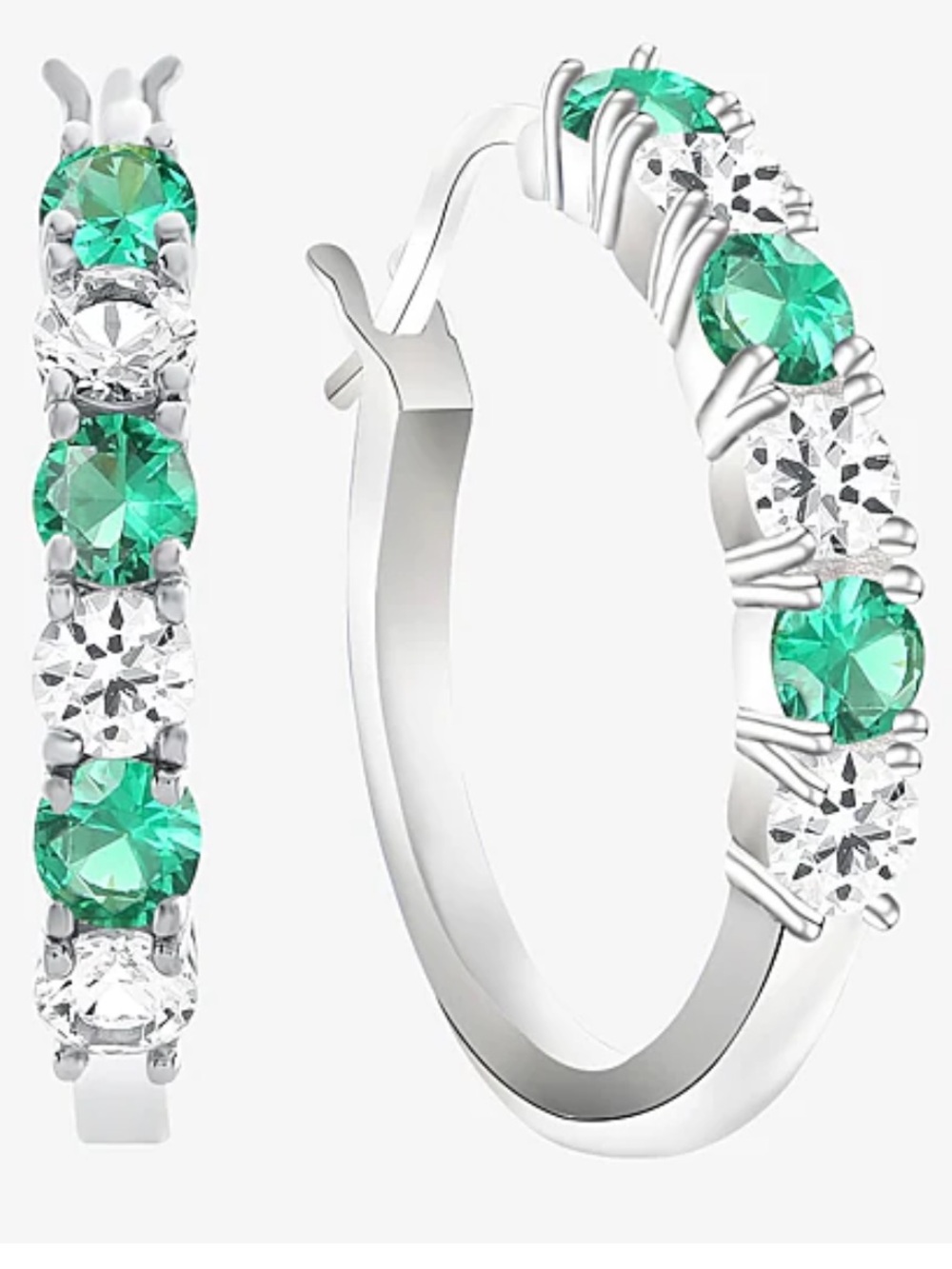 LG Emeralds & Sapphires stamped 925 Sterling silver earrings